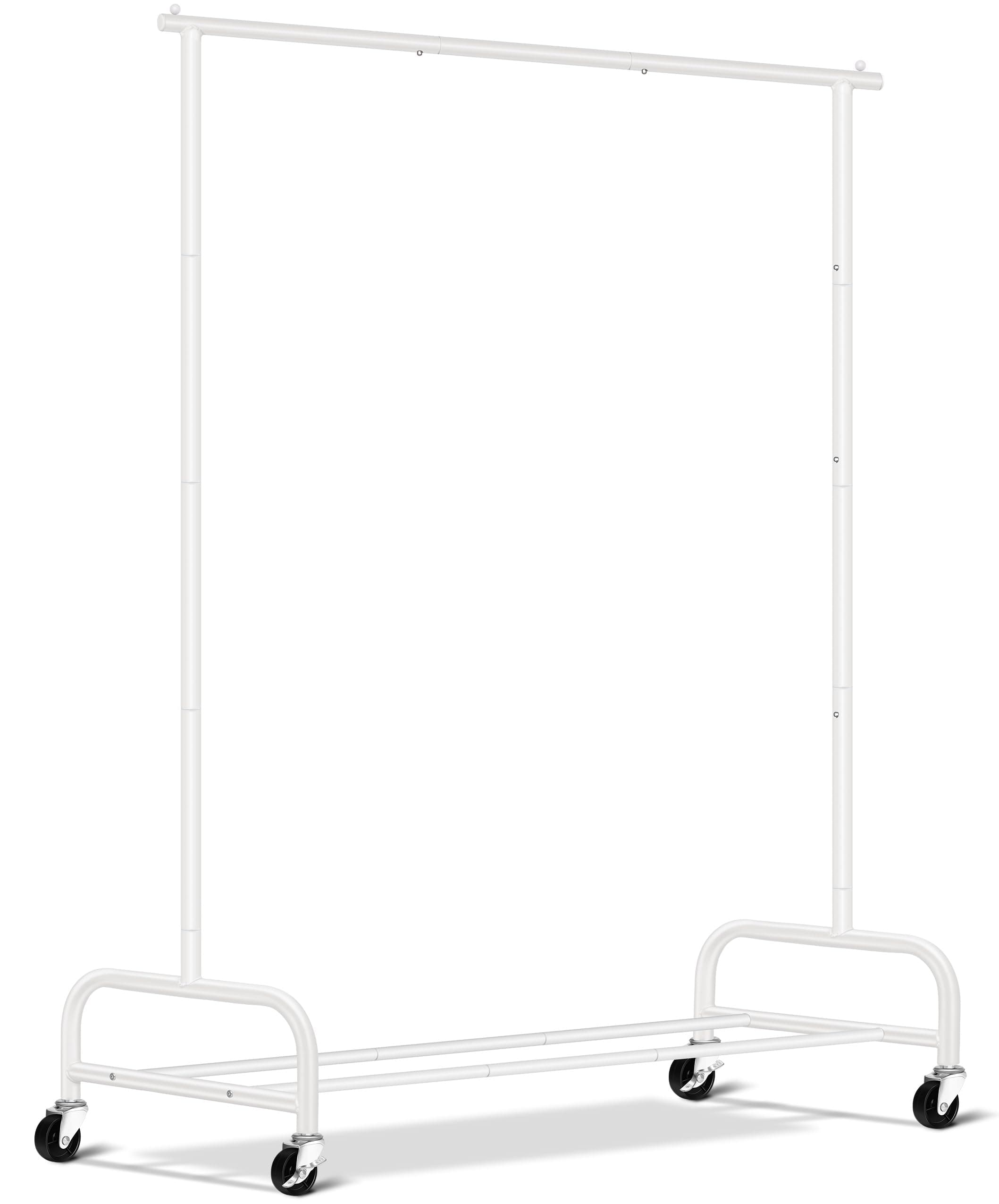 SLEEPING LAMB Heavy Duty Clothes Racks for Hanging Clothing Rack, 43" Wide Rolling Garment Rack Metal Wardrobe Rack with Wheels Closet Hanger Rack for Coats, Shirts, Dress, (White)