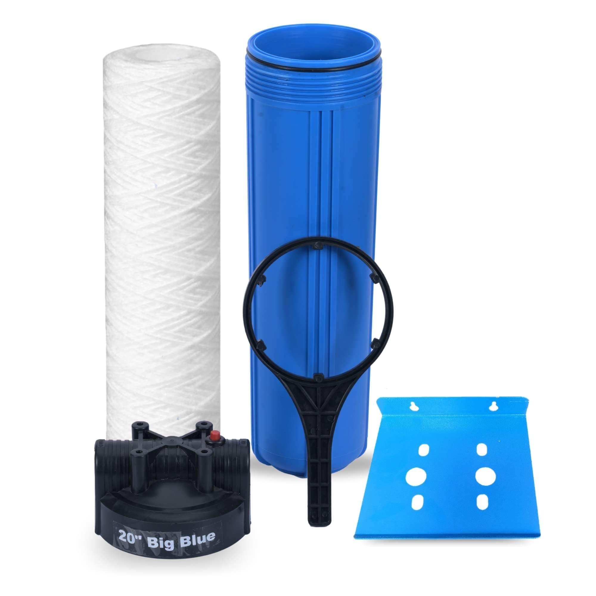 AMPEREUS Whole House Water Filter, 20" Jumbo Yarn Filter with Jumbo Housing Plate and Wrench, 1" Inlet Outlet