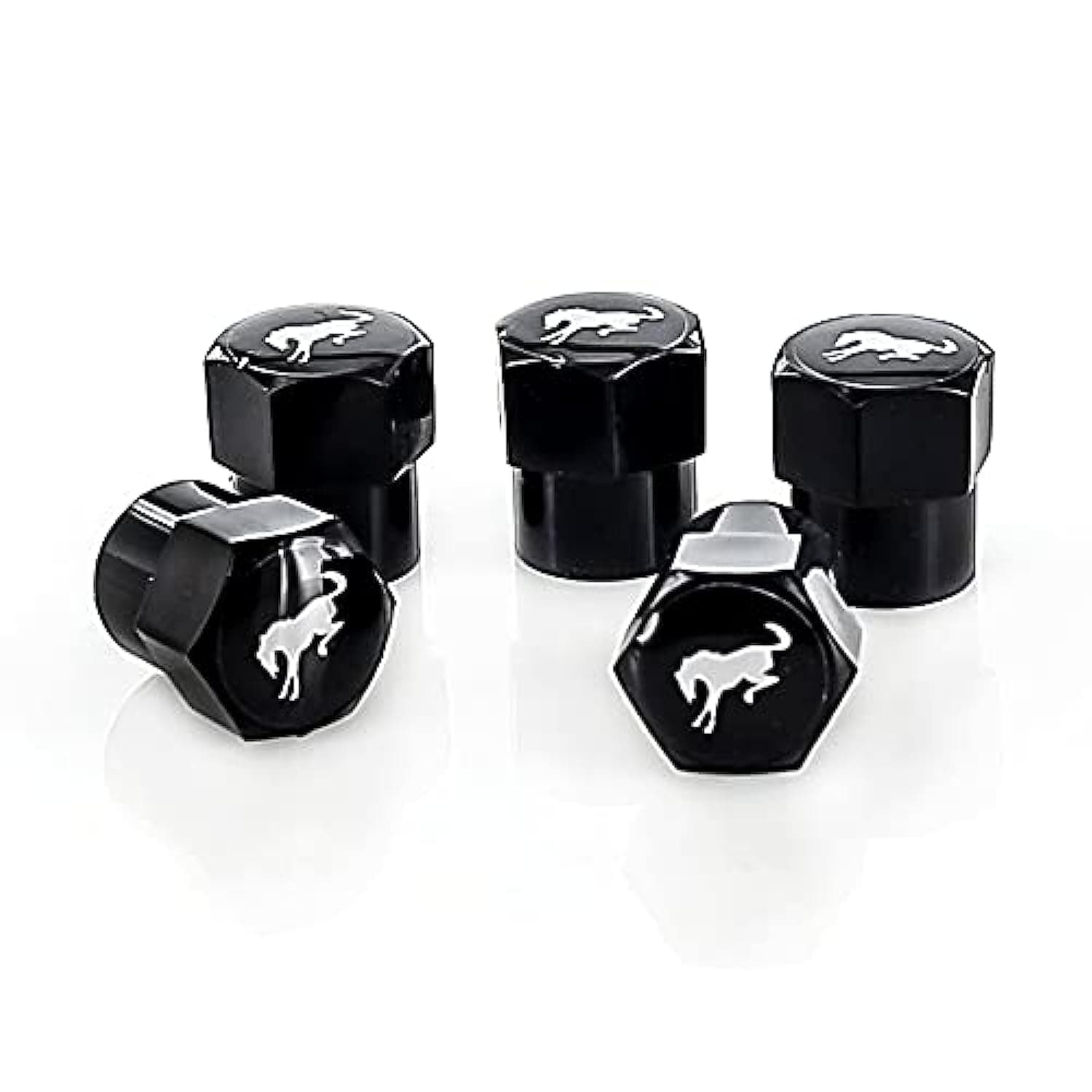 Bronco Black Plastic Tire Valve Stem Cap Covers (Pack of 5)