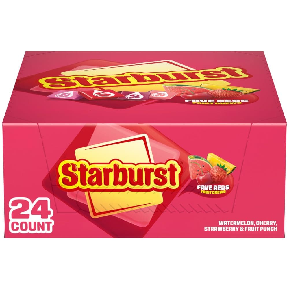 FaveREDS Chewy Candy Bulk Pack, 24 Full Size Packs, Red Candy Bulk Box