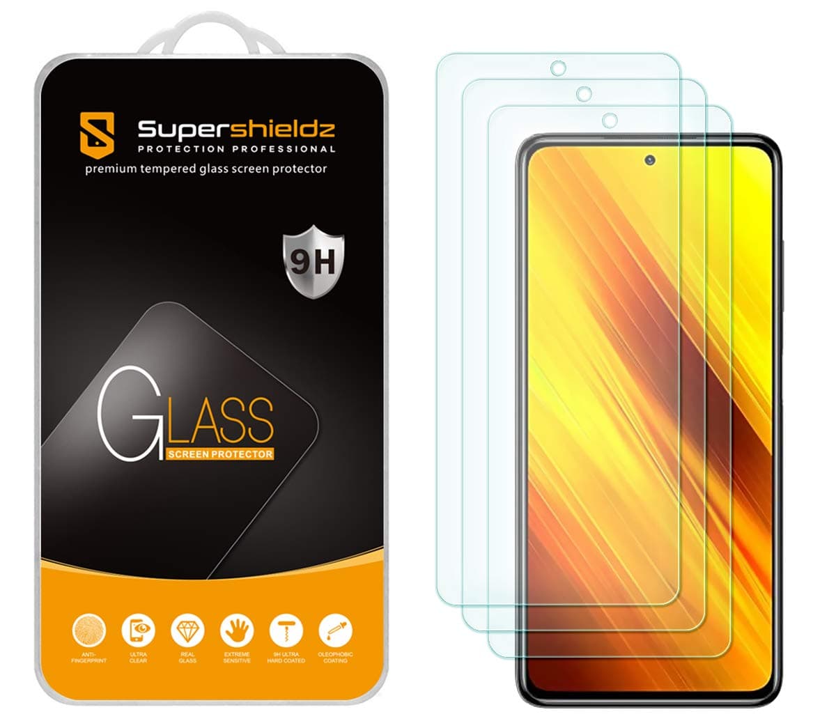 Supershieldz (3 Pack) Designed for Xiaomi Poco X3 / Poco X3 Pro/Redmi Poco X3 NFC Tempered Glass Screen Protector, Anti Scratch, Bubble Free