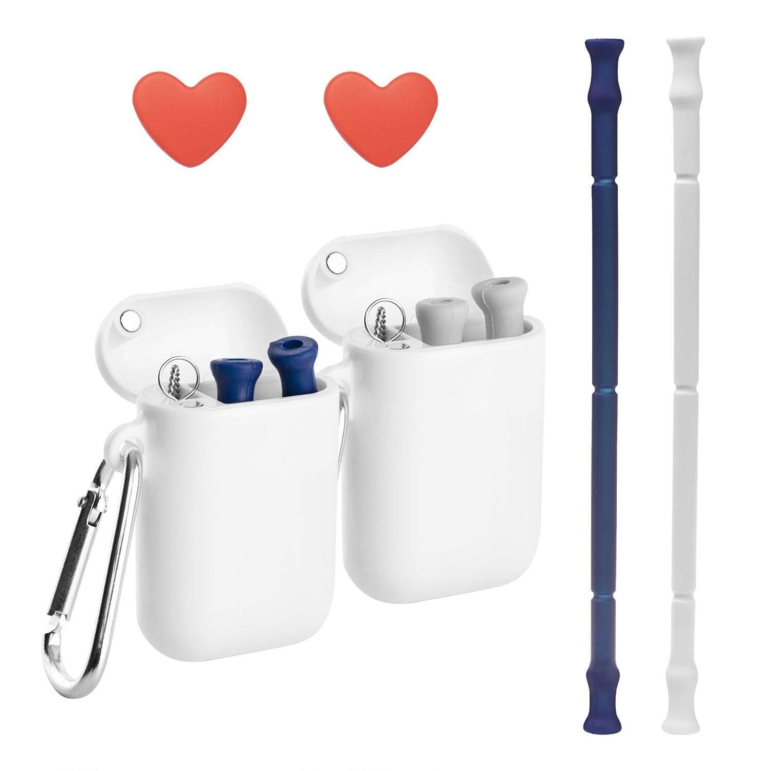 TAKEBEST Reusable Silicone Straws, High Quality Collapsible Silicone Straws with Case and Cleaning Brushes Apply to Home, Office, Travel and Party