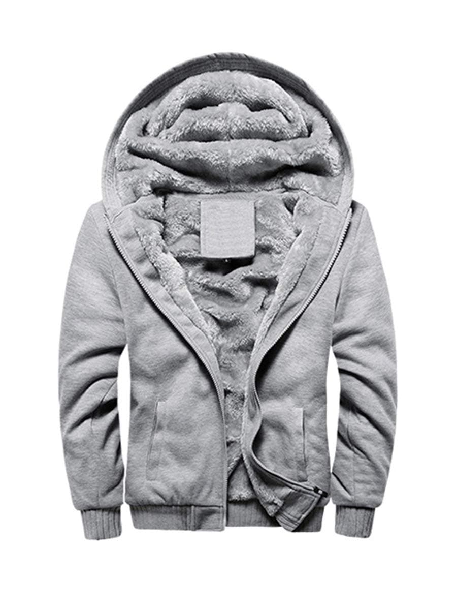FOURSTEEDS Women's Solid Hooed Hoodies Thick Wool Lining Warm Winter Jacket Coats