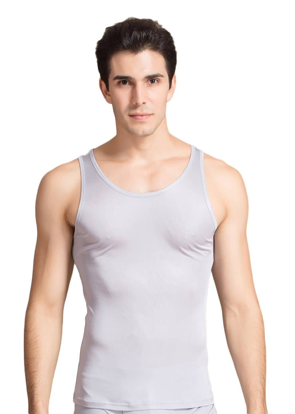 CLC Men's Mulberry Silk Camisole Sleeveless Shirt Tank Tops Knit Fabric