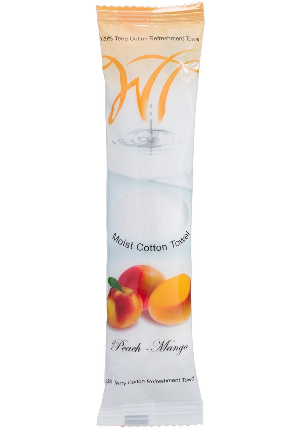 WT WHITE TOWEL SERVICES 9" x 9" inch Moist Cotton Towel Individually Wrapped - Peach-Mango Scent (Case of 50)