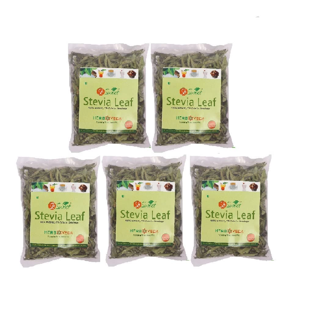 So sweetStevia Sugar-Free Natural Sweetener Leaves - 100% Natural, Zero Calories, Diabetic & Keto Friendly for Healthy, Calorie-Free Sweetening, Ideal for Weight Management & More Pack of 5