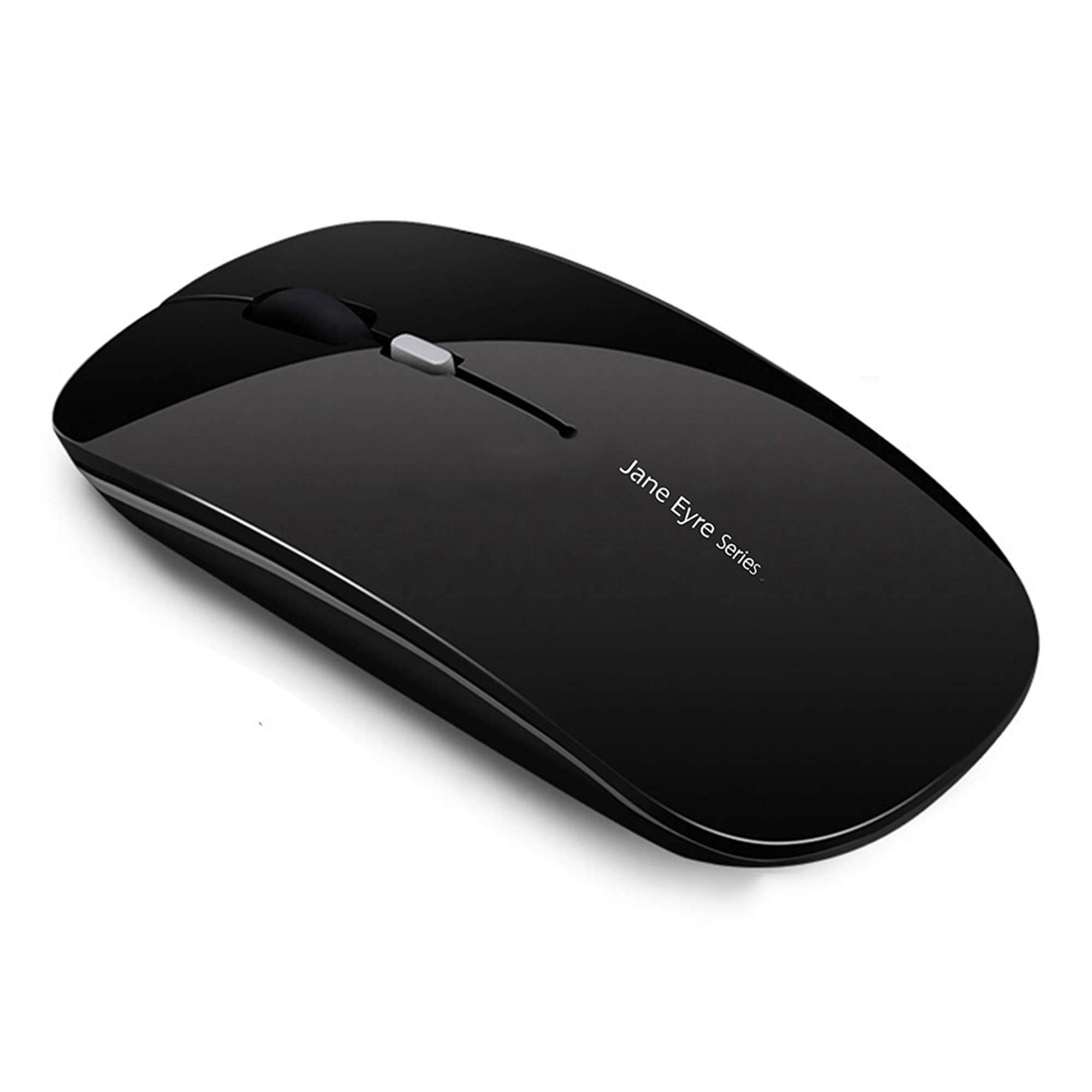 Uciefy Q5 Slim Rechargeable Wireless Mouse, 2.4G Portable Optical Silent Ultra Thin Wireless Computer Mouse with USB Receiver and Type C Adapter, Compatible with PC, Laptop, Notebook, Desktop Black