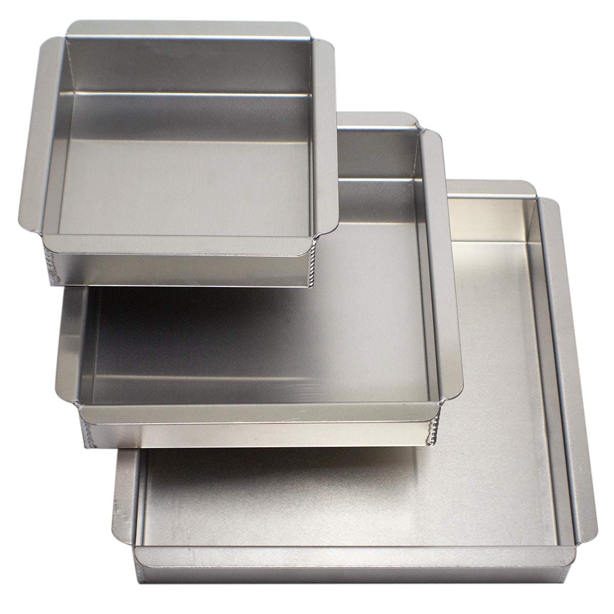 Celebakes Square Aluminum Cake Pan set, 6" - 8" - 10", 2"deep