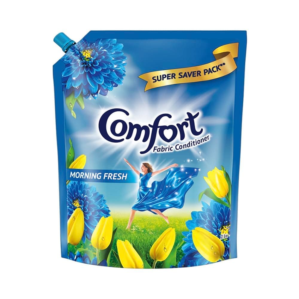 Comfort Morning Fresh Fabric Conditioner | 2L Refill Pauch | Super Saver Pack | Softness, Shine & Long Lasting Freshness