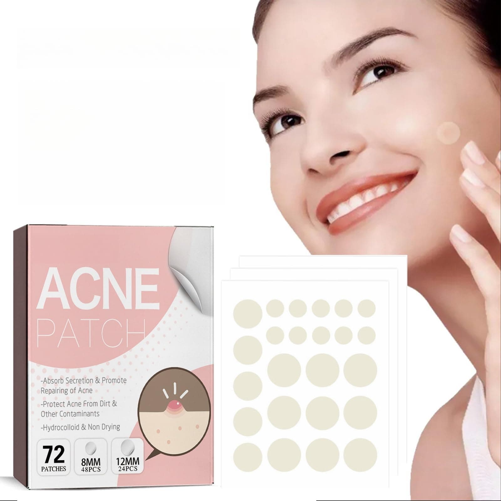 Acne Patch - Gentle & Effective Pimple Remover, Conceal and Heal, Skincare Repair for Smooth & Concealed Skin - Breathable & Invisible Pimple Patches, Reduce Inflammation and Redness 72 Pack