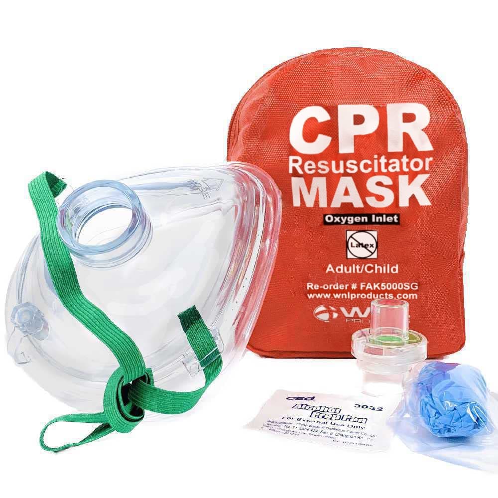 CPR Rescue Mask, Adult/Child Pocket Resuscitator, Soft Case Kit with Belt Clip
