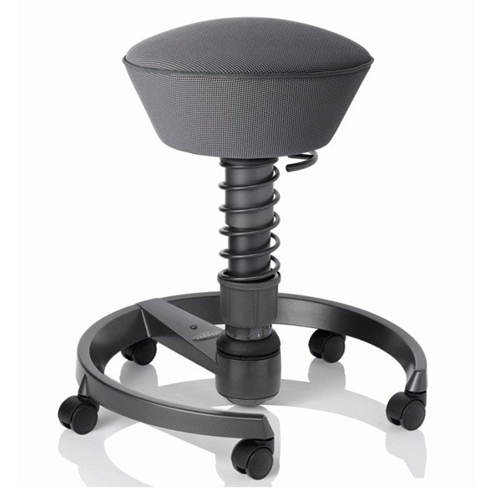 Swopper Air Motion Chair - Ultimate Ergonomic Comfort - Adjustable Height, Tilt and Bounce - Strengthens Back and Muscles - Deeper Breathing - Stone Grey with Wheels