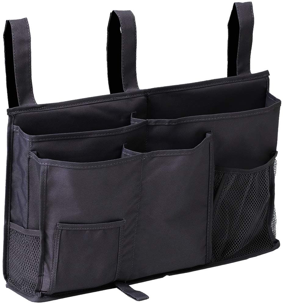 Sugaroom Organizer Caddy - Bedside, Bunk Bed, Hanging & Pocket Storage - Baby, Dorm, Hospital - Black