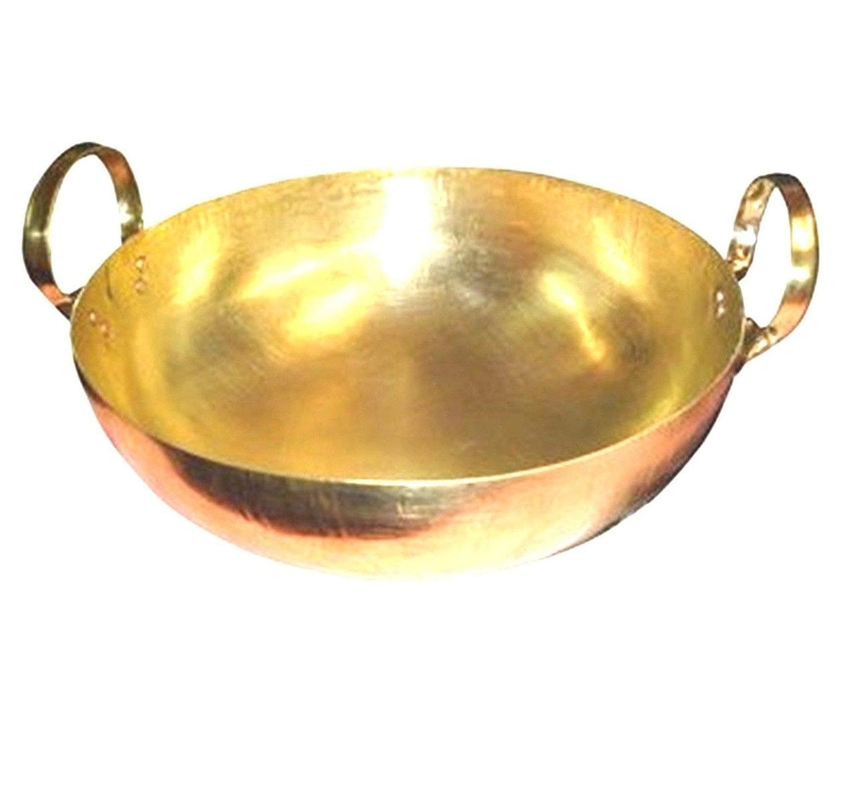 No 16 Wok Brass Pan Home Cooking Food Dessert for Thai Chinese Japanese Korean Diameter 13.5 inches