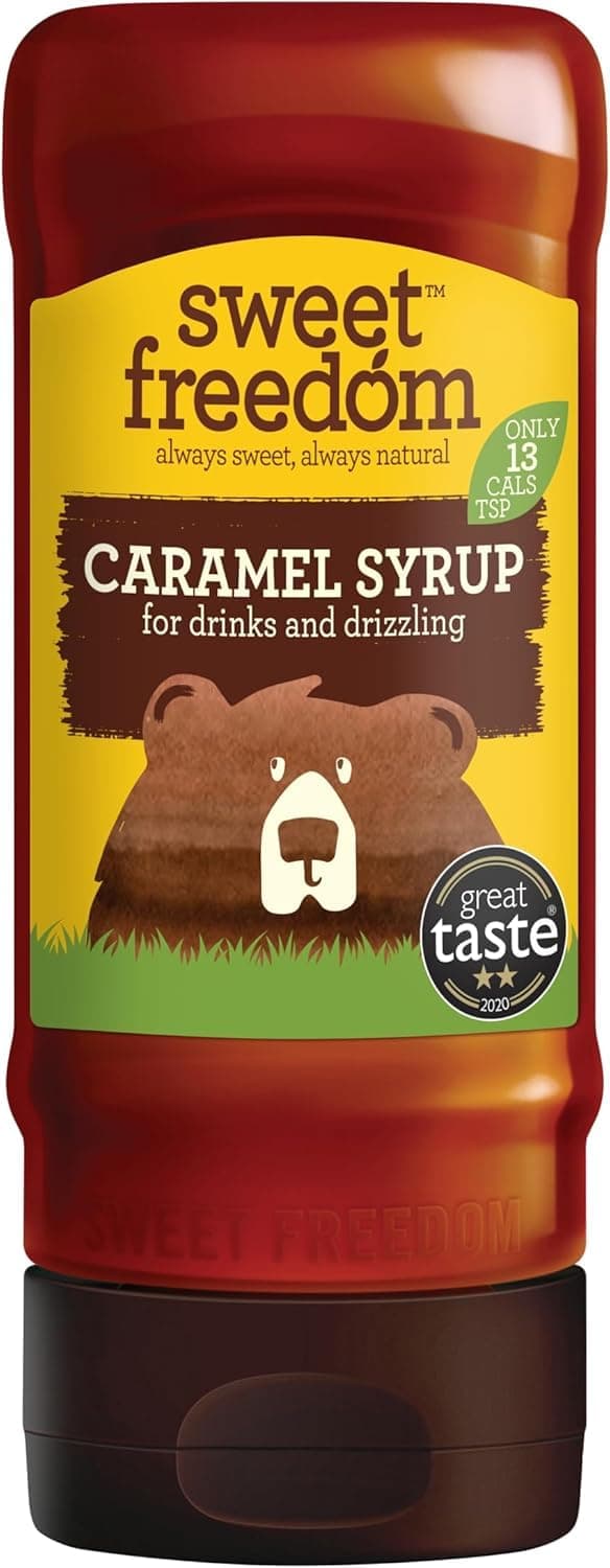 Sweet Freedom Caramel Syrup 350 g – Vegan Drizzle for Coffee and Pancakes, Naturally Sweetened with Fruits, Only 13 Kcal Per Teaspoon (Pack of 1)