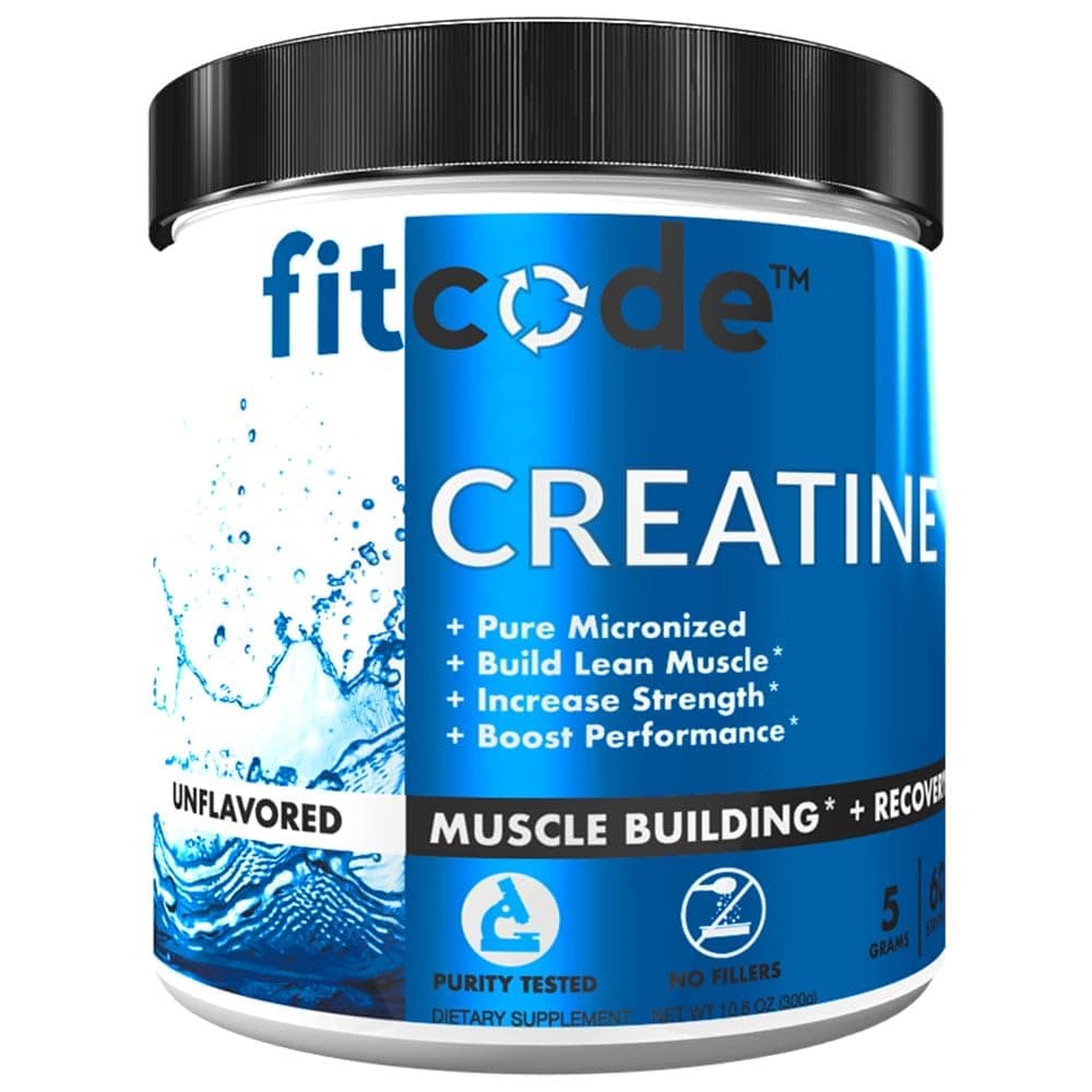fitcode Creatine Monohydrate 5 Grams of Pure Micronized Creatine Monohydrate for Muscle Building, Recovery, Strength & Stamina, Unflavored Powder, 60 Servings
