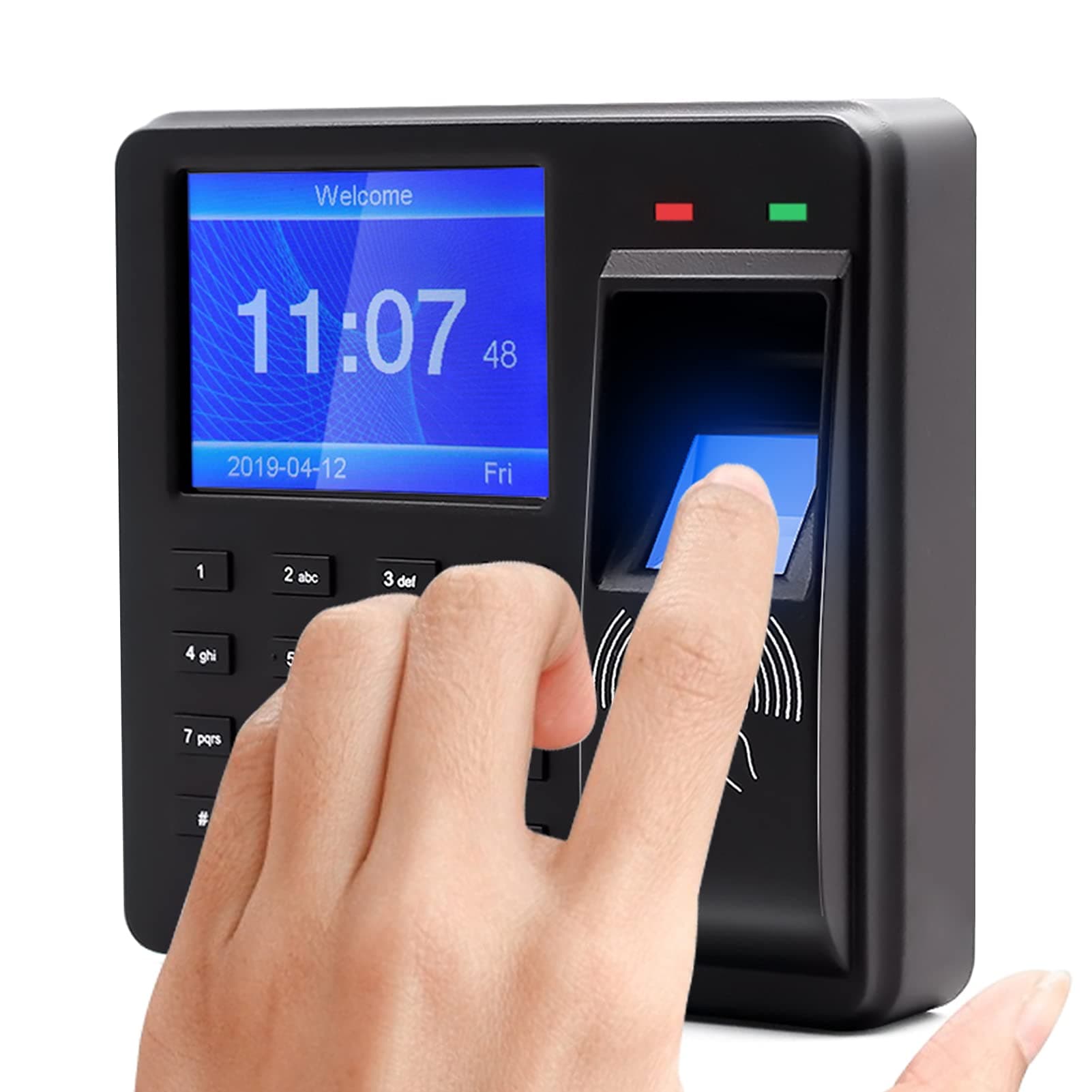 Attendance Machine，Access Control Time Attendance Machine Fingerprint/Password/Recognition Time Clock with 2.4 Inch Display Screen Employee Checking-in Recorder Multi-language Support U Disk Export R