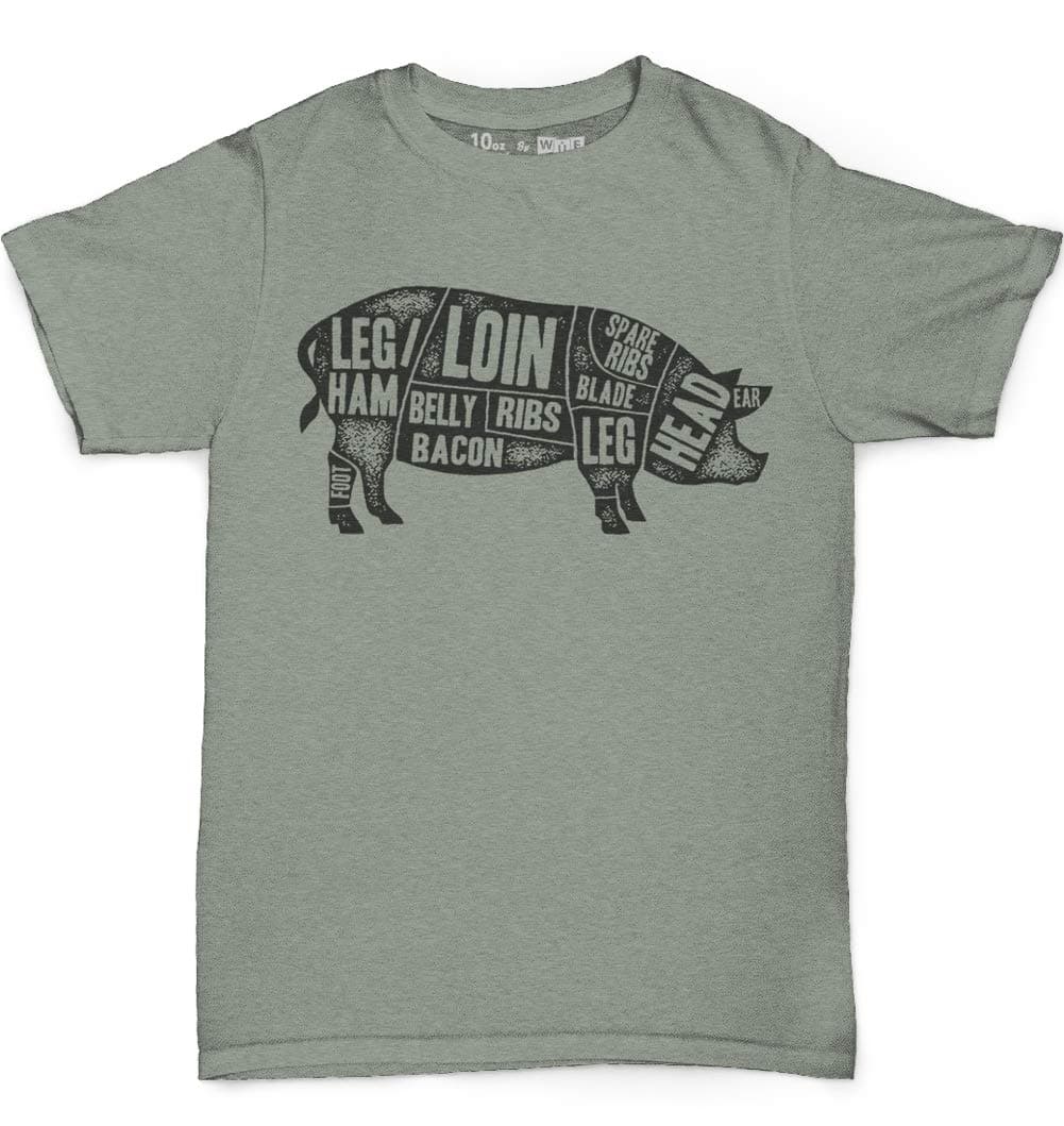 BBQ Grill Funny t Shirt for Men Pork Cuts Grilling Gifts for Cooking