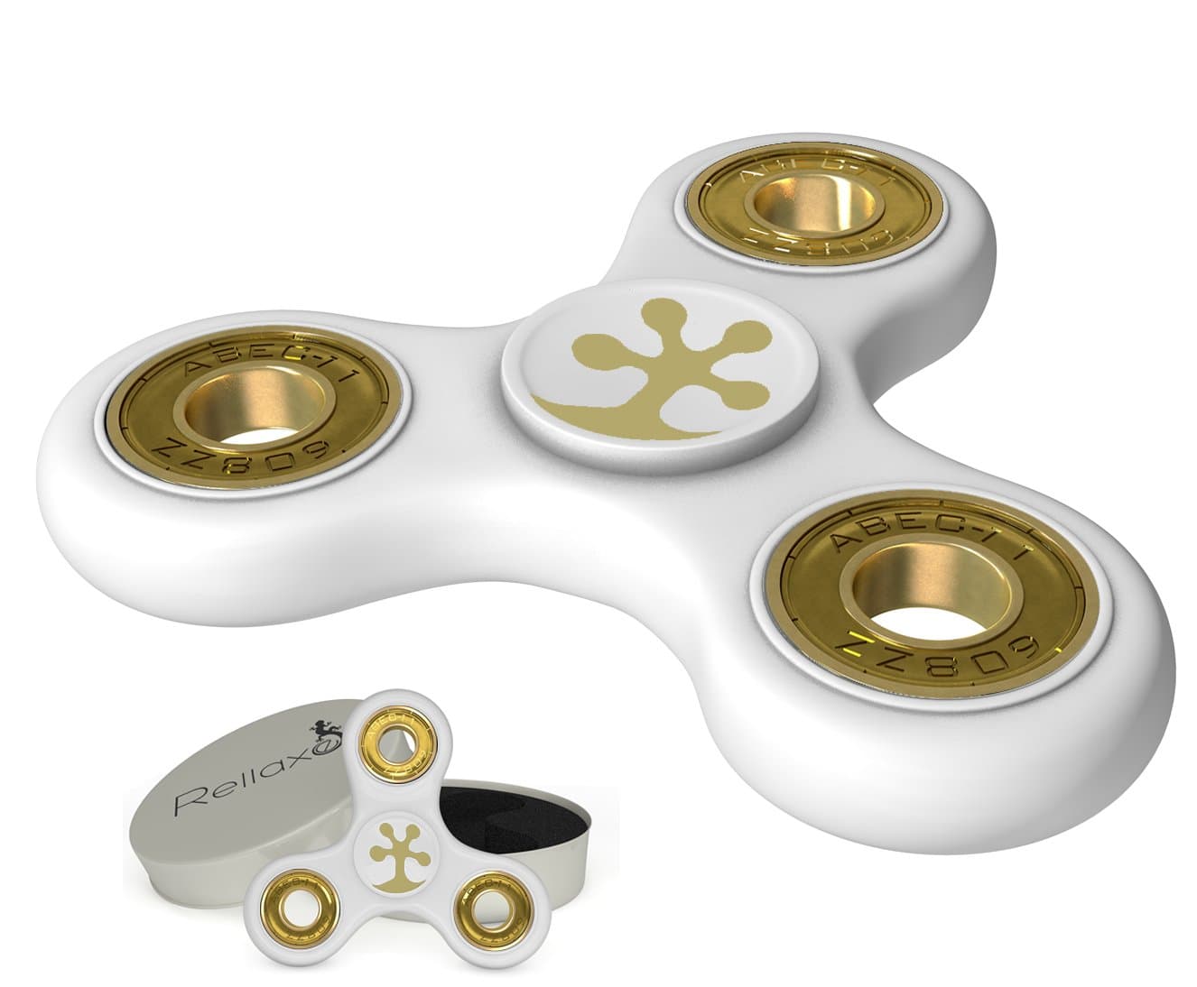 Anti-Anxiety White Hand Spinner Helps Focusing White Fidget Spinner [Not 3D] Premium Quality EDC Focus for Kids & Adults -Stress Reducer Relieves ADHD Anxiety Fidget Toy Bearing Si3N4 (White)