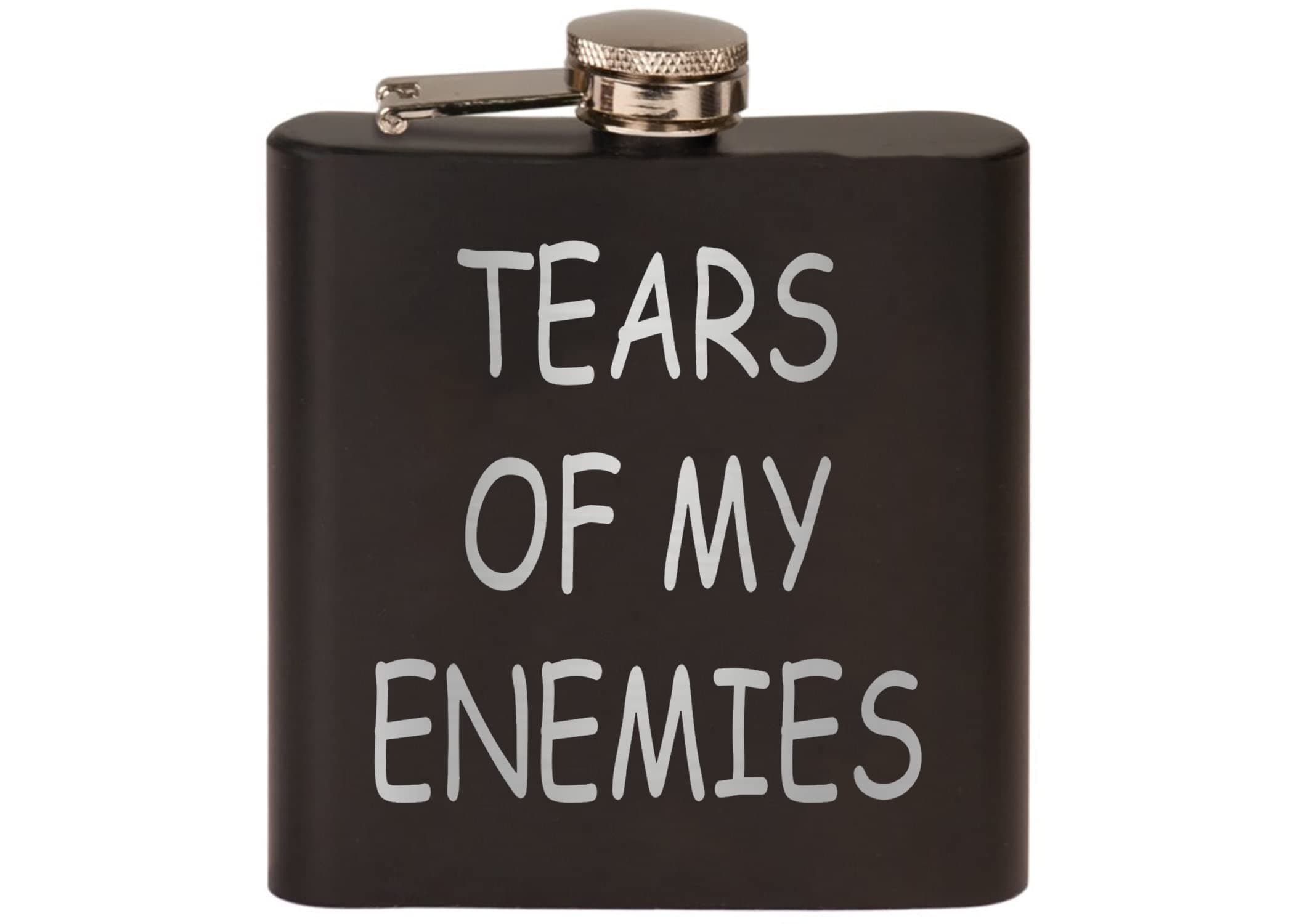 Funny Tears of My Enemies Stainless Steel Hip Flask Premium Matte Black Makes a Great Gift For Him Dad Father Gag Joke Gift