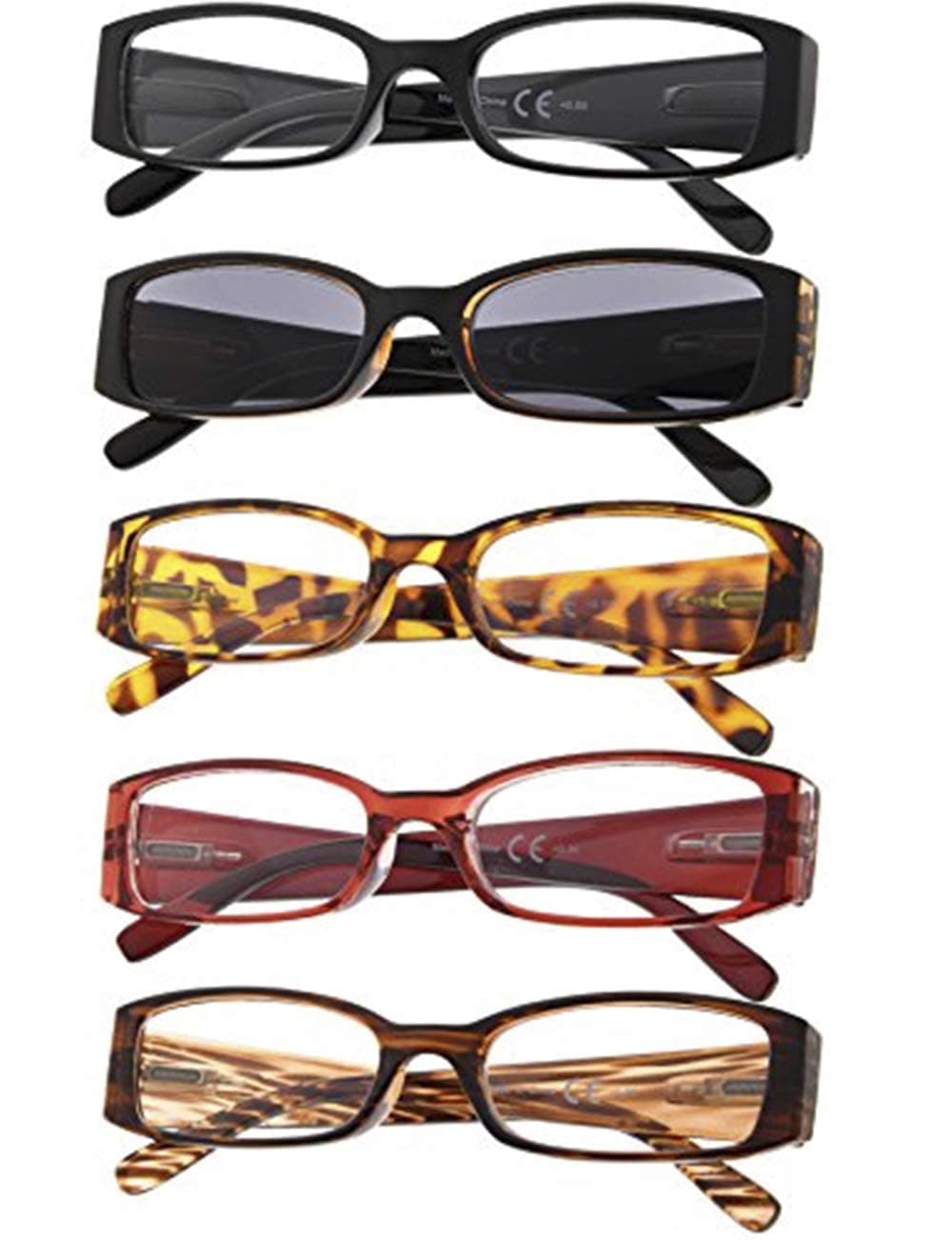 5-Pack Ladies Reading Glasses Includes Sunshine Readers for Women