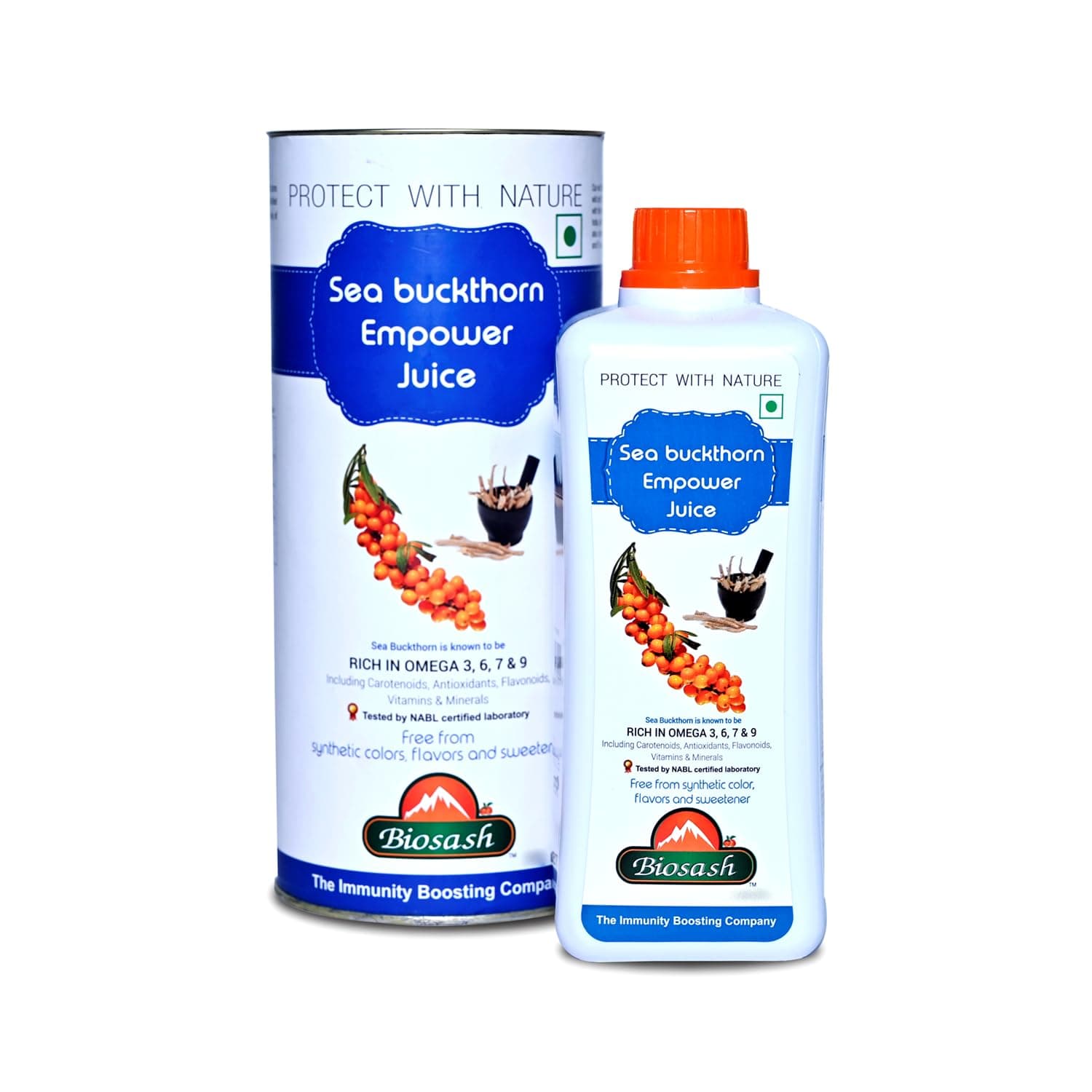 Sea Buckthorn EMPOWER Juice 750ml | Certified Organic, Cold-Pressed | Omega 3 6 7 9, Vitamins & Antioxidants | With Ashwagandha, Shatavari, Safed Musli, Kaunch Beej | No Added Sugar | 150 Serves