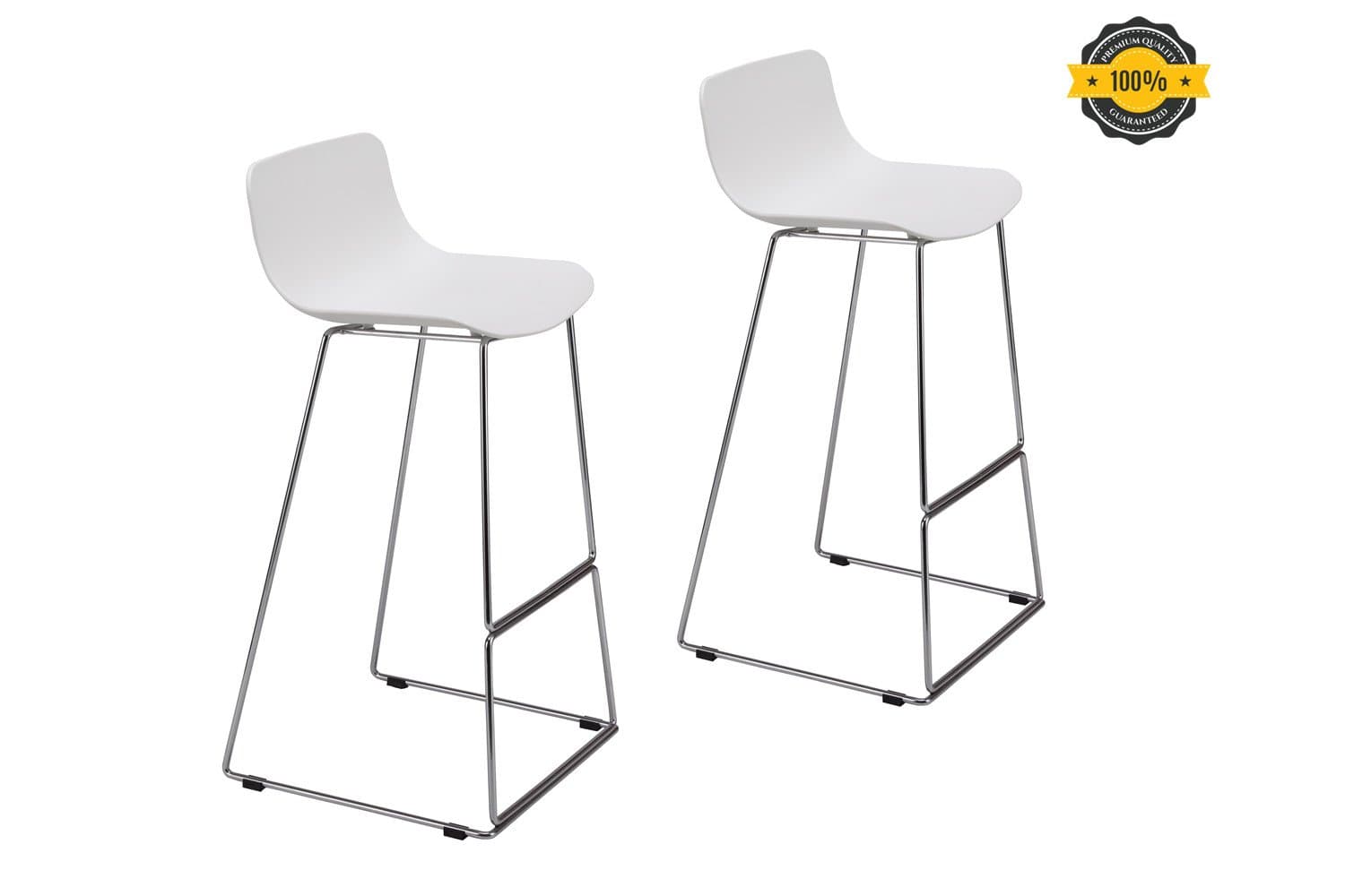 OTTITI ENZO Barstools(2-Pieces), High Leg Metal Rebar Indoor-Outdoor Stack Barstool with Square Seat (White)