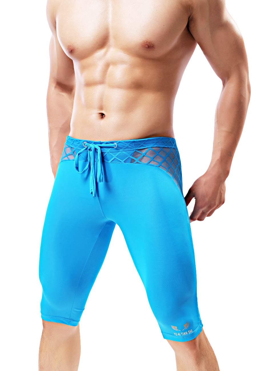 MIZOK Men's Soft Mesh Cool Dry Compression Yoga Workout Tight Shorts