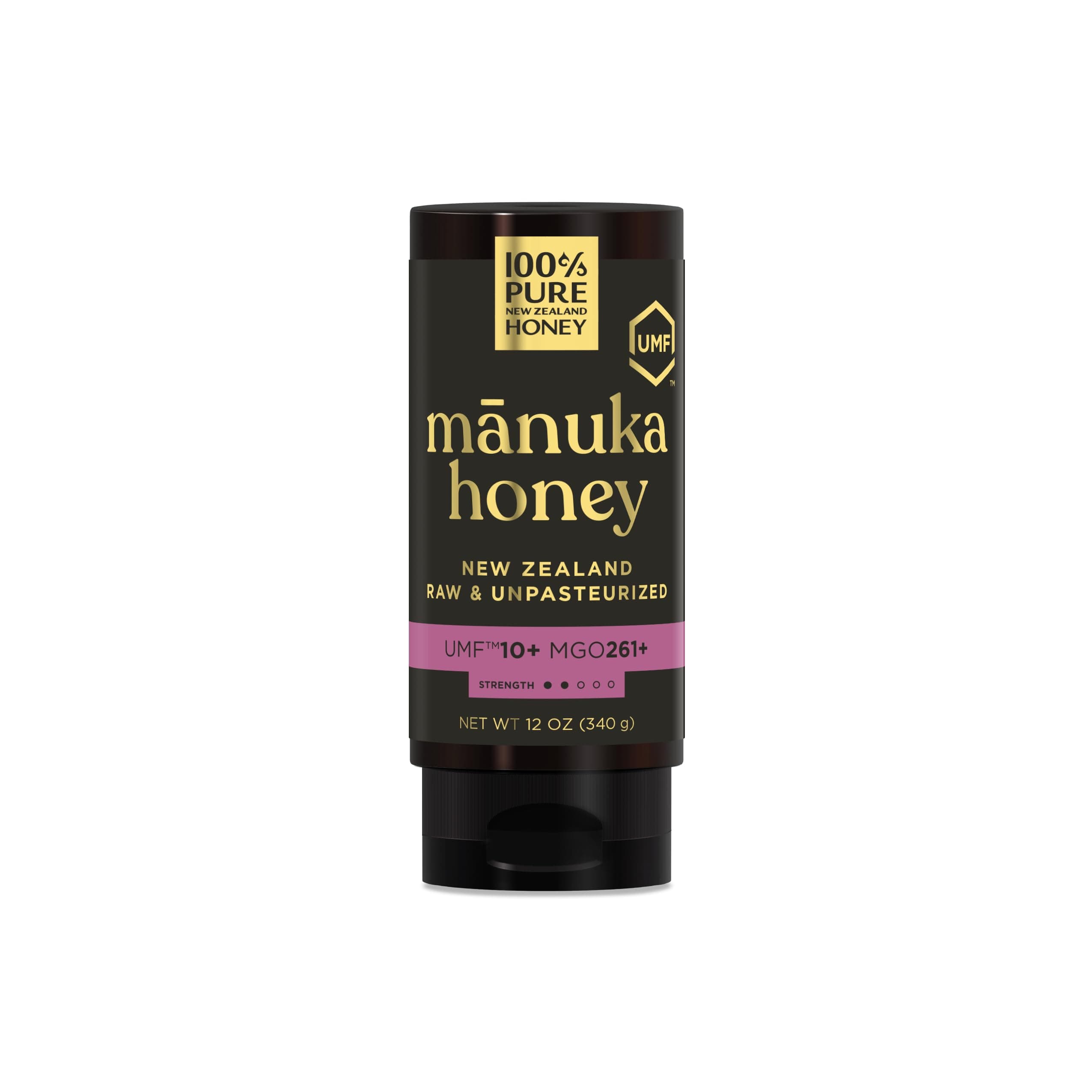 Manuka Honey New Zealand 100% Pure UMF 10+ MGO 261+ Squeezy Honey Raw & Unfiltered Certified Award Winning Silky Smooth Taste & Texture 12 Oz
