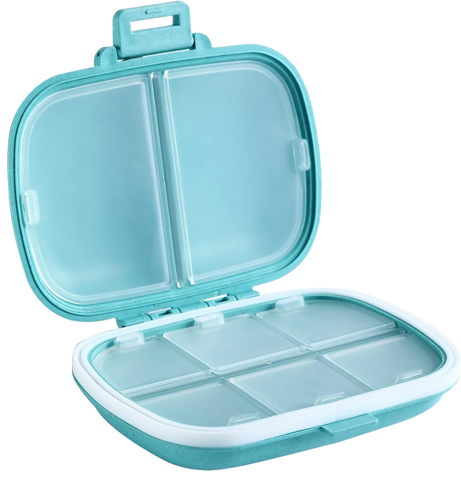 Holii Travel Pill Organizer, 8 Compartments Portable Pill Case, Daily Pill Box to Hold Vitamins, Small Pill Container for Pocket Purse Medicine Organizer(Blue)