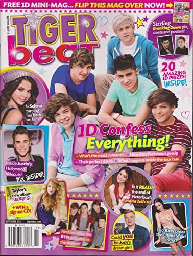 Tiger Beat Magazine - November 2012 - One Direction - Justin Bieber - Selena Gomez - Taylor Swift - Posters & Pin-Ups Inside