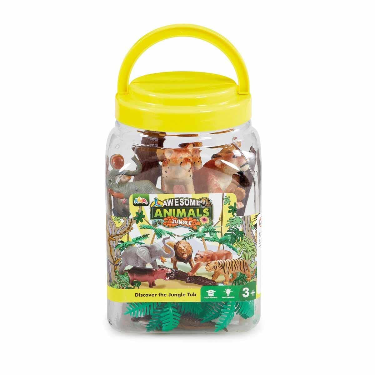 Awesome Animals Discover the Jungle Tub For Children From 3 Years Jungle Animals Figures Toddler Animal Toys Kids Toys Tiger Lion Elephant Gift Hippo Rhino Jungle Characters Imagination Toys In A Tub