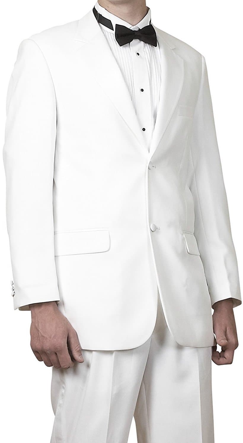 Men's Single Breasted Two Button White Tuxedo Size Short 38
