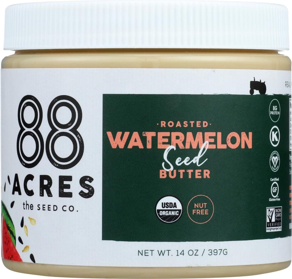 88 Acres Organic Watermelon Seed Butter | Keto-Friendly, Vegan, Gluten Free, Dairy Free, Nut-Free Non GMO Seed Butter Spread | 2 Pack