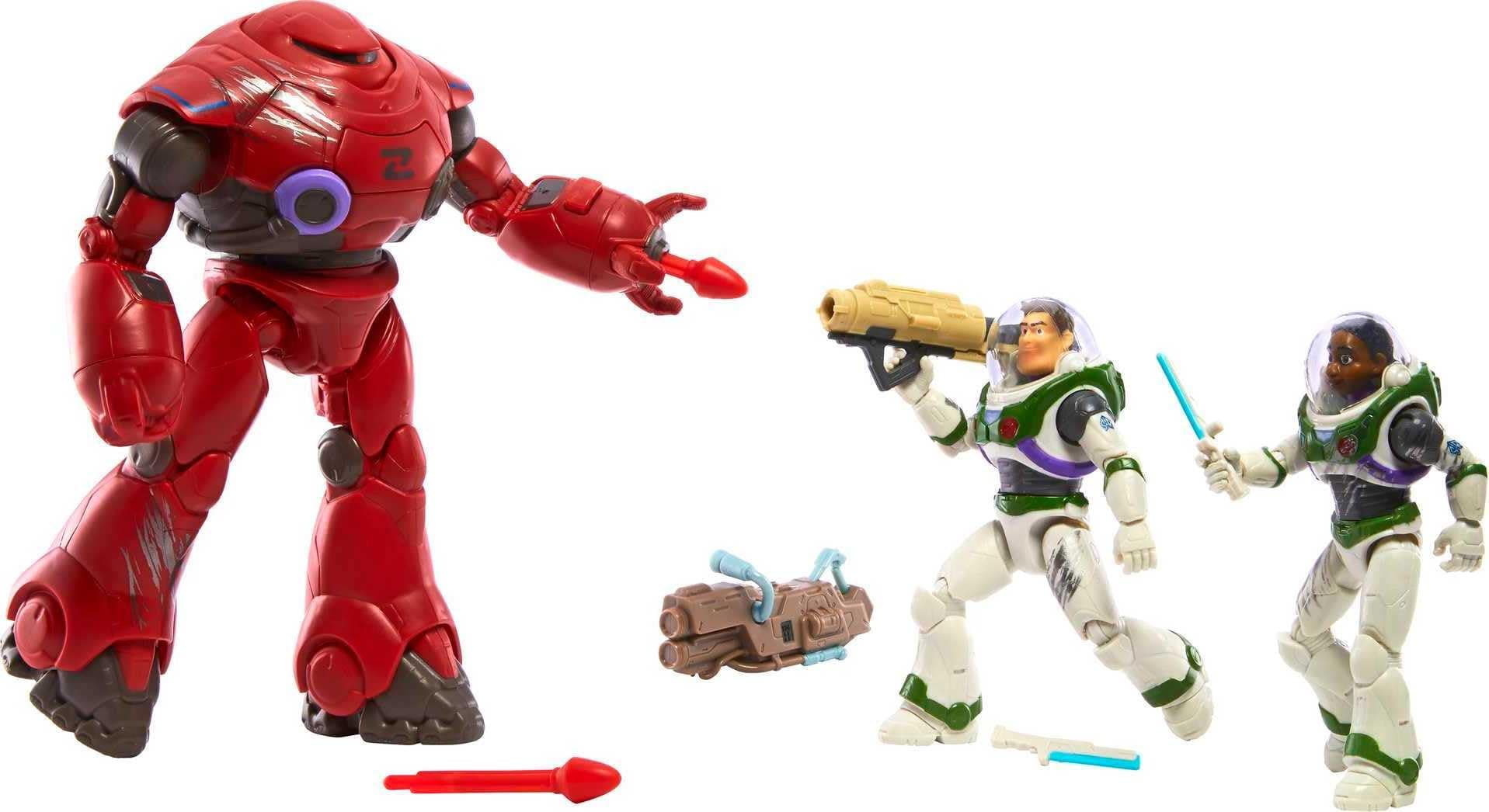 Disney Pixar Lightyear Set with 3 Action Figures, Space Rangers vs Robots Clash Pack with Buzz Lightyear, Izzy Hawthorne & Zyclops, 5-inch Scale