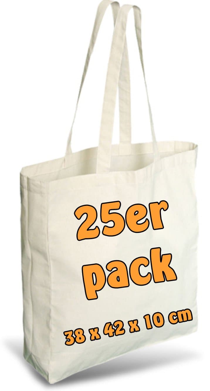 Cottonbagjoe Shopping Bags | 38 x 42 x 10 cm | Sides and Bottom Gusset | with Long Handles | Jute Bag | Cotton Bags for Painting, Printing | DIY