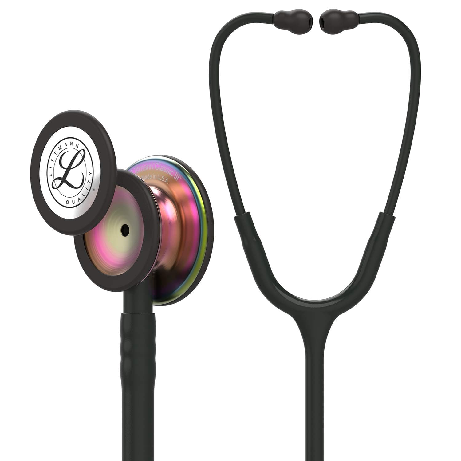 Classic III Monitoring Stethoscope, 5870, More Than 2X as Loud, Weighs Less, Stainless Steel Rainbow-Finish Chestpiece, 27" Black Tube, Stem and Headset