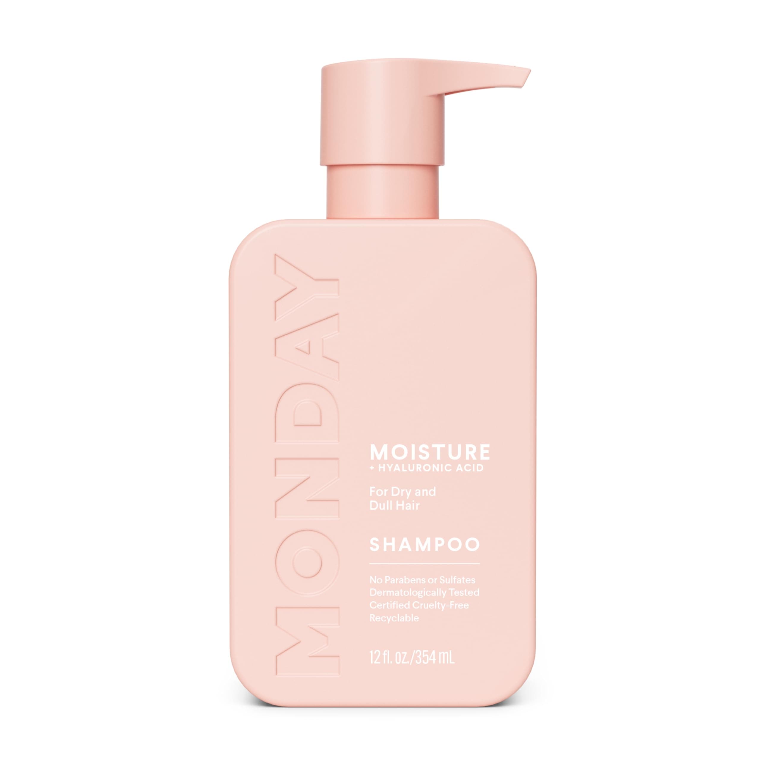 MONDAY HAIRCARE 10426 Moisture Shampoo for Dryness, Stressed, Coily and Curly Hair, Made with Coconut Oil, Rice Protein, Shea Butter and Vitamin E, 100% Recyclable Bottles (350ml)