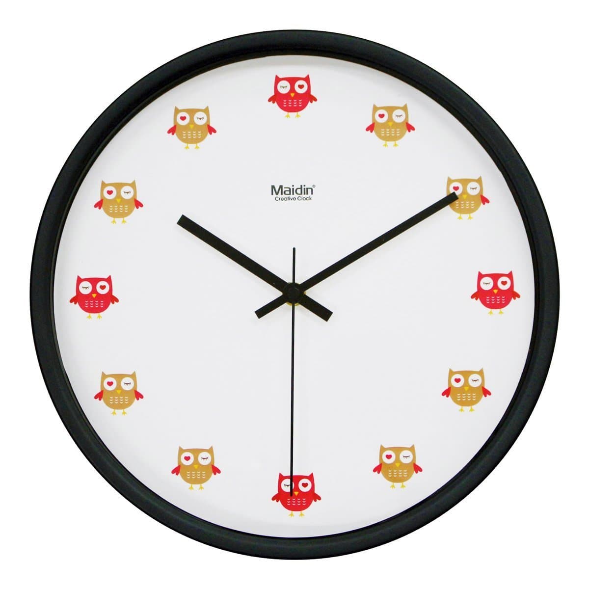 Maidin 12" Cartoon Non Ticking Silent Wall Clock - Owls
