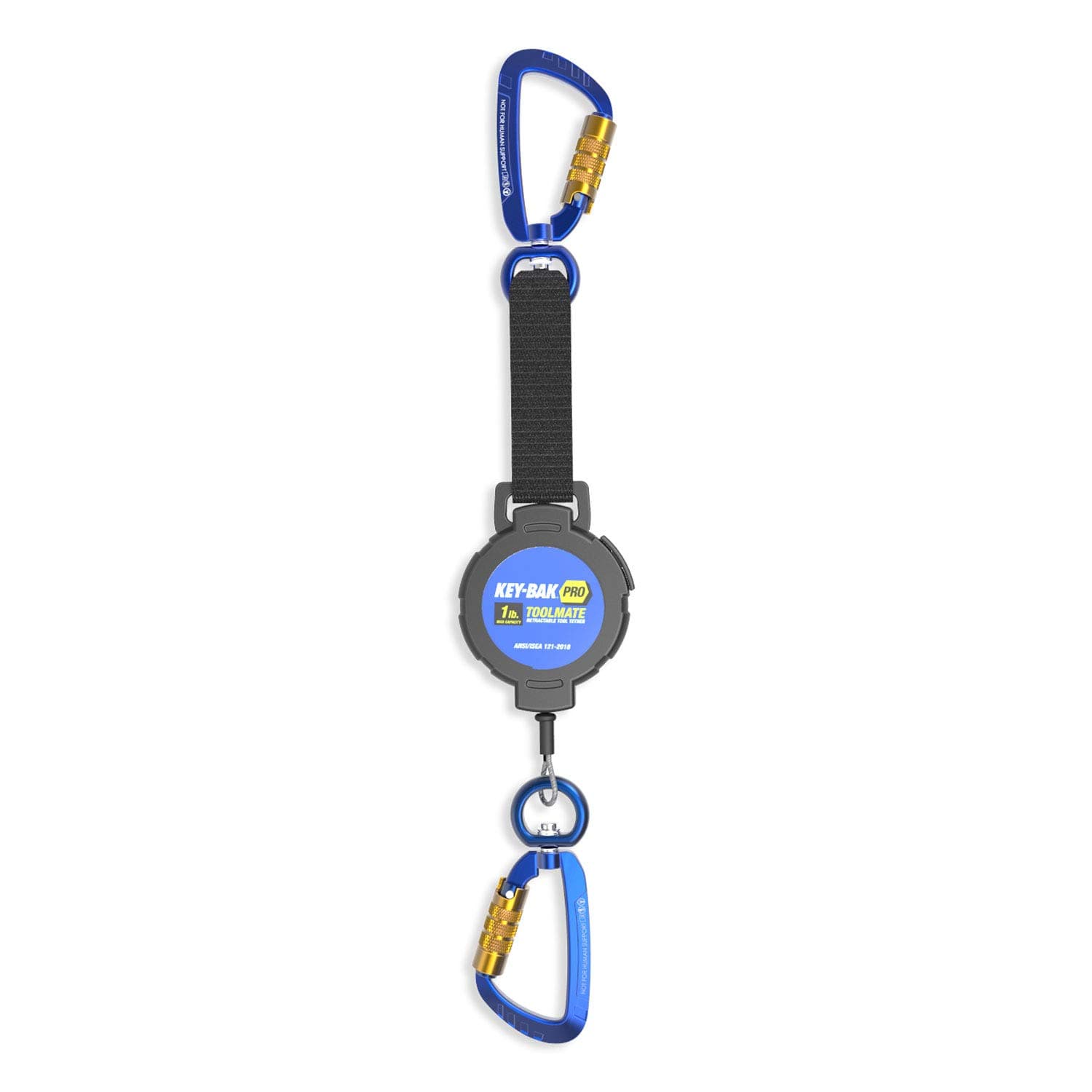 Key-Bak Pro ToolMate Retractable Carabiner Tool Tether with 1lb Tool Drop Capacity Locking Swivel Carabiner Stainless Steel Coated Cable (ANSI 121 Certified)