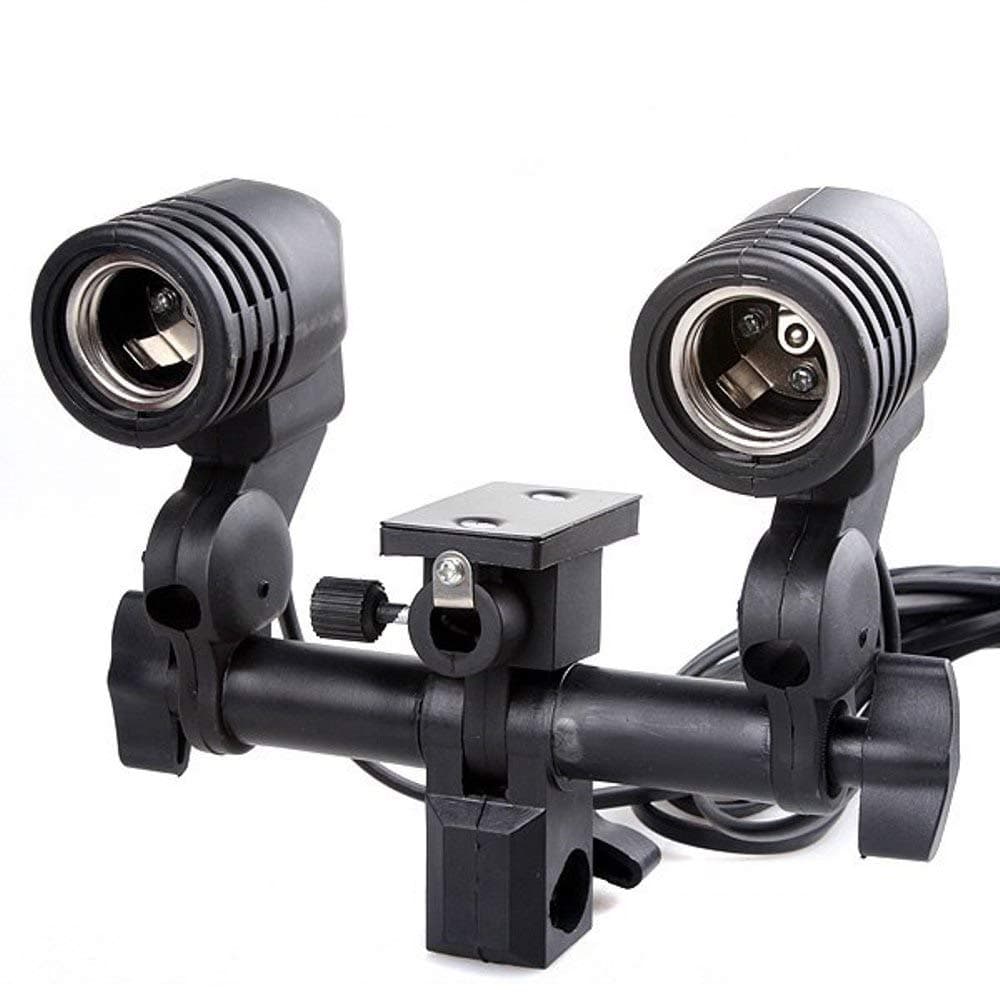 NEOHOOK 2 in 1 E27 Photo Studio Bulb Holder Base Socket Lamp Bulb Holder Adapter for Photo Video Studio Softbox Video Light - Black