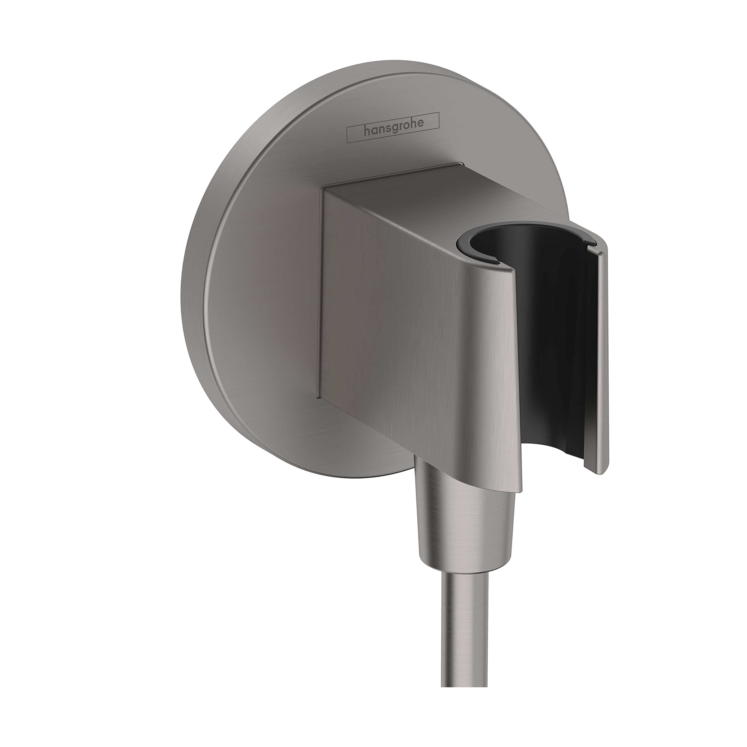 hansgrohe Handheld Shower Wall Outlet 1/2-inch Thread Connection in Brushed Black Chrome, 26888341
