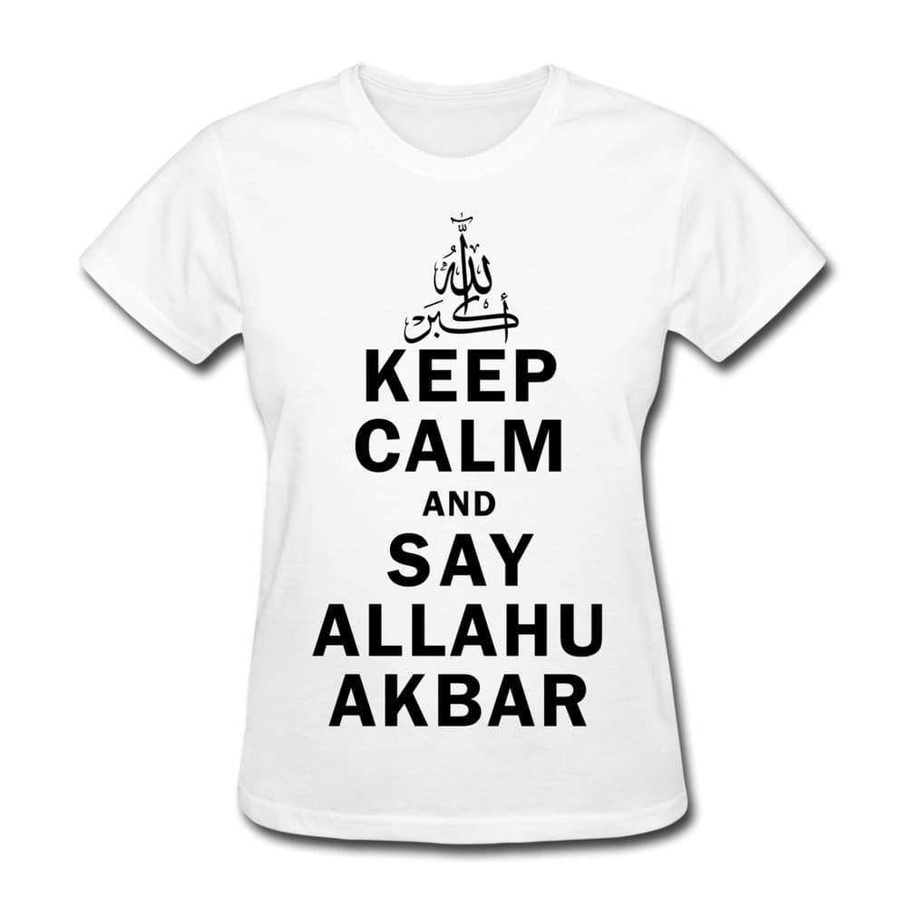 WYY Women's Keep Calm And Say Allahu Akbar T Shirt White