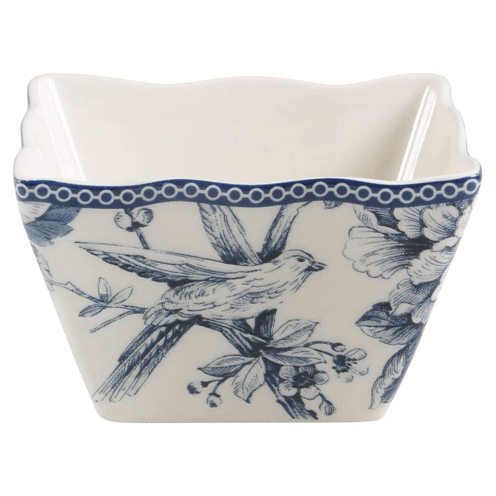 222 Fifth Adelaide Blue and White Appetizer Bowl, Square