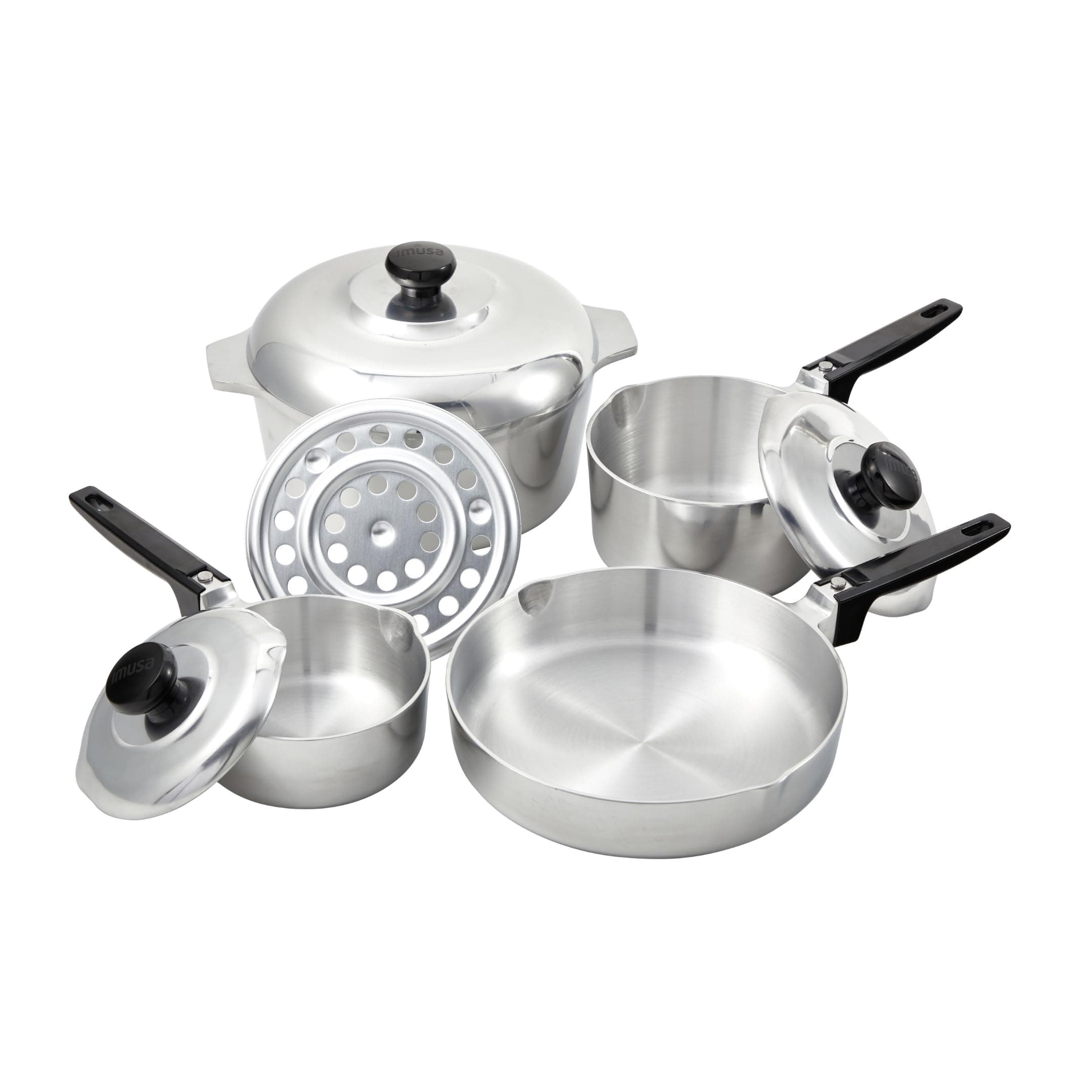 USA Heavy Duty 8-Piece Cast Aluminum Cajun Cookware Set, Silver