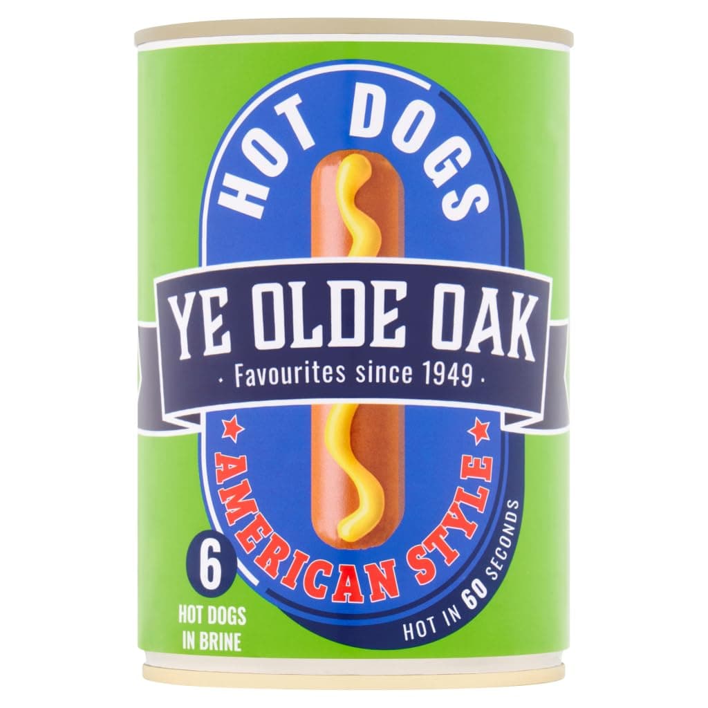Ye Olde Oak 6 American Style Hot Dogs in Brine, 400g