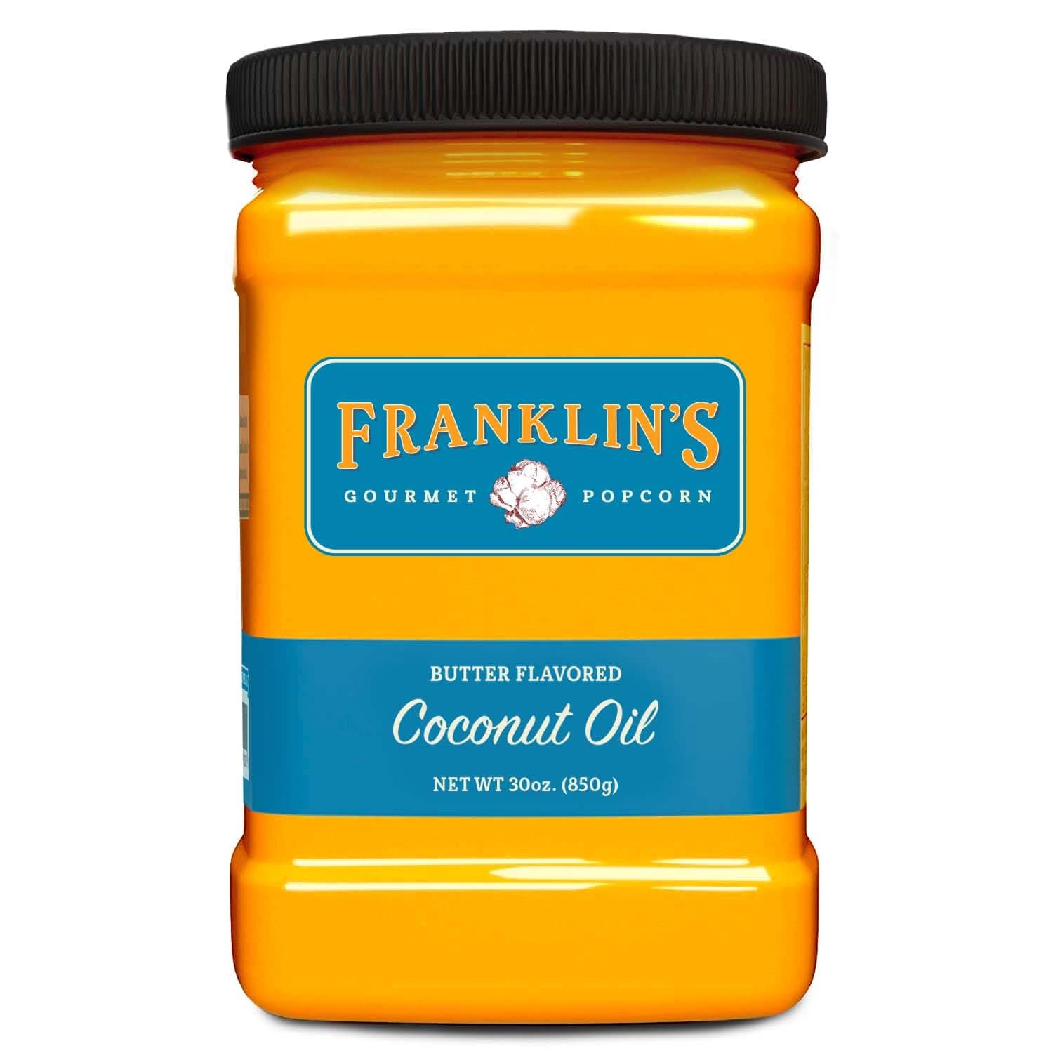 Franklin’s Gourmet Popcorn Butter Flavored Coconut Oil - 30 oz- Zero Trans Fat - Vegan & Gluten Free Movie Theater Popcorn Butter Oil