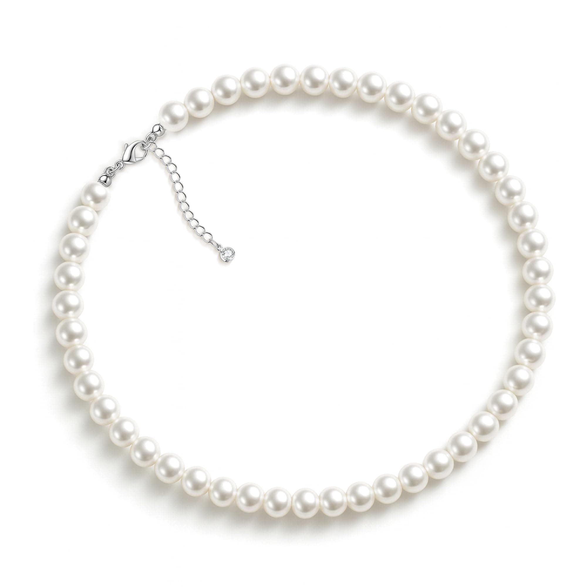 Pearl Necklace 8MM Dainty Round Imitation Pearl Choker Necklace Wedding Pearl Necklace Delicate Jewelry for Women Simple Bridesmaid Jewelry Gifts