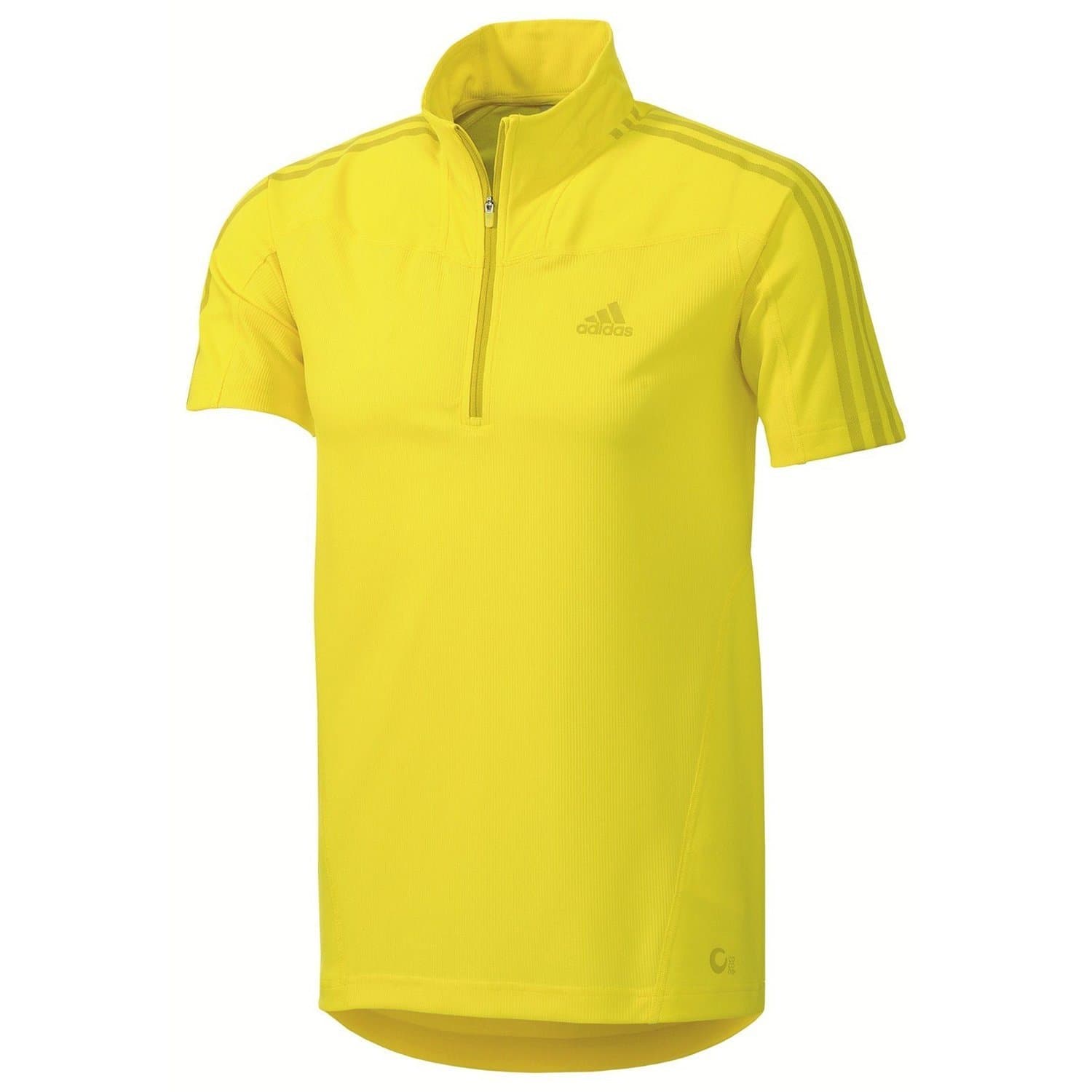 adidas Z18565 Men's Vivid Yellow Ts Short Sleeve 1/2 Zip Tee