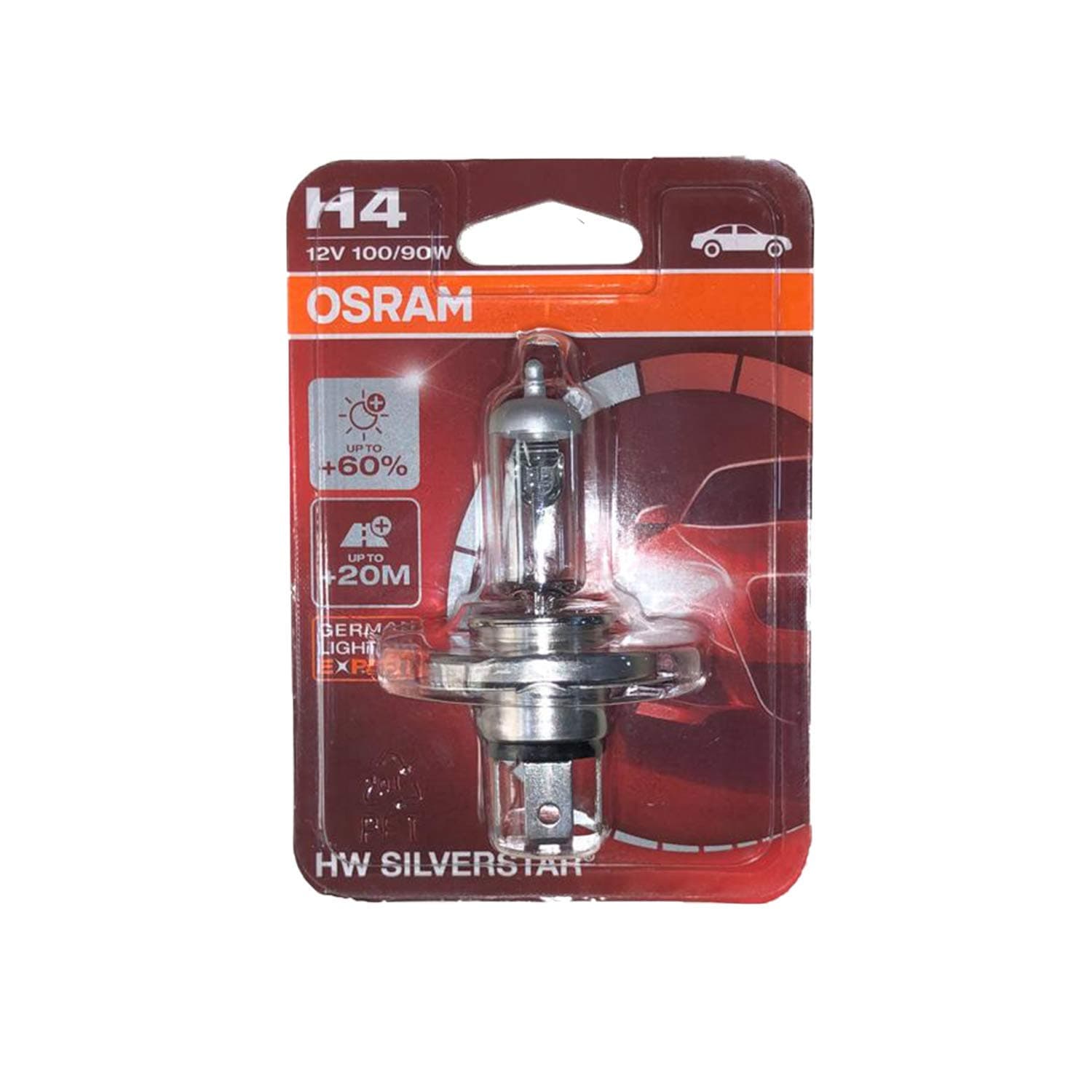 H4 Silver Star 62204HWSVS Car Headlight Bulb (12V, 100/90W) | Compatible with car | Xenon | Silver/Indigo